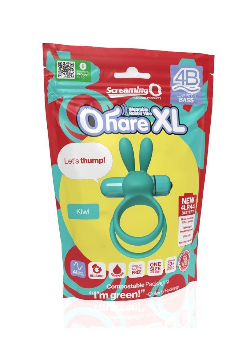 4b Ohare XL Rechargeable Silicone Rabbit Vibrating Cock Ring - Green/Kiwi - XLarge