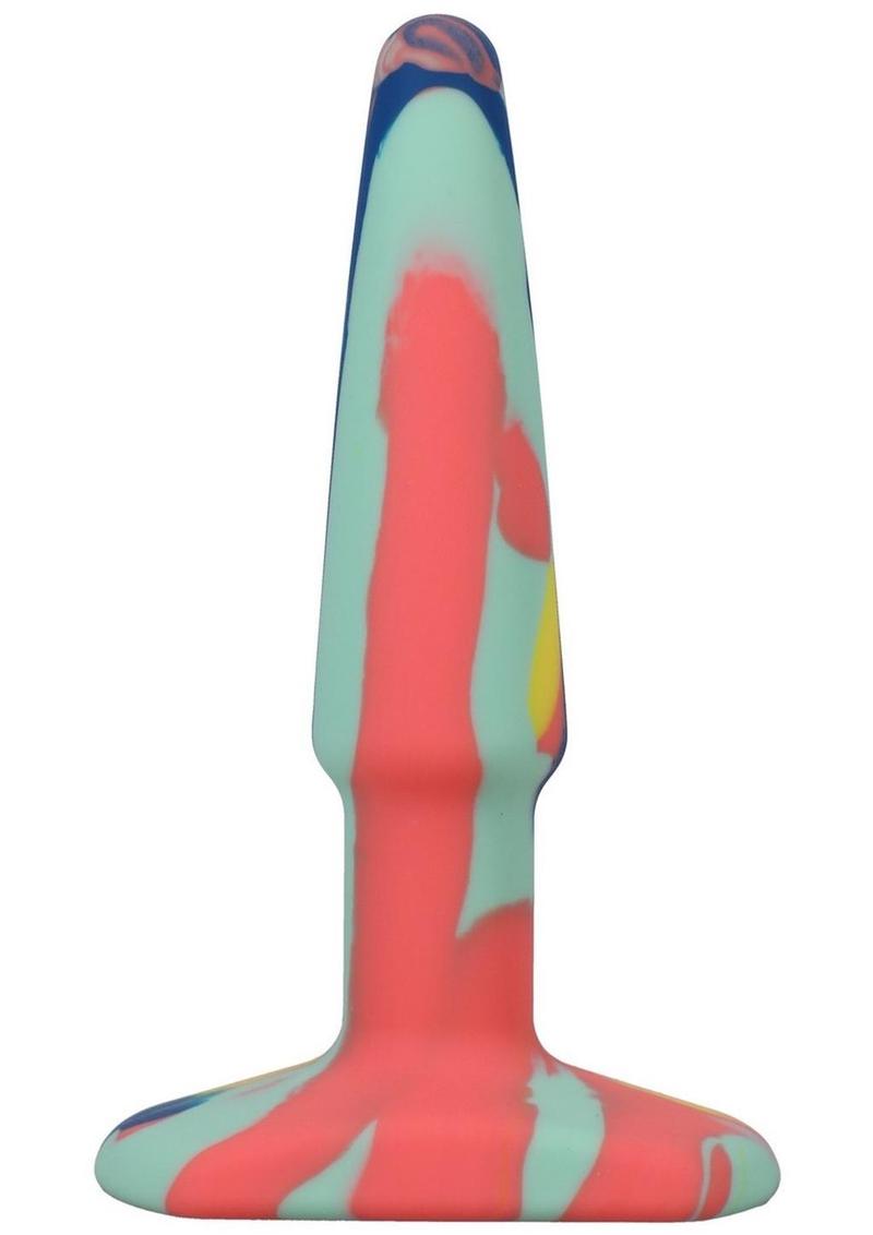 A-Play Groovy Silicone Anal Plug - Orange/Teal - 4in