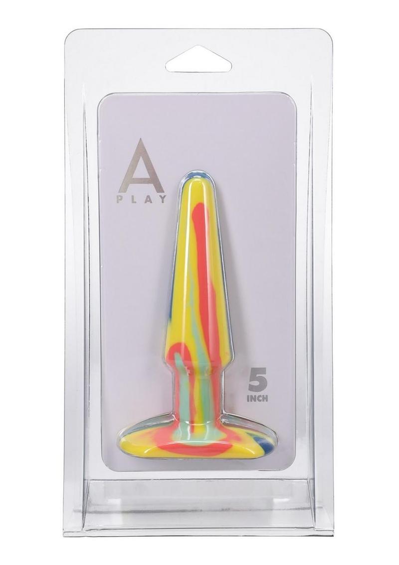 A-Play Groovy Silicone Anal Plug - Orange/Teal - 5in