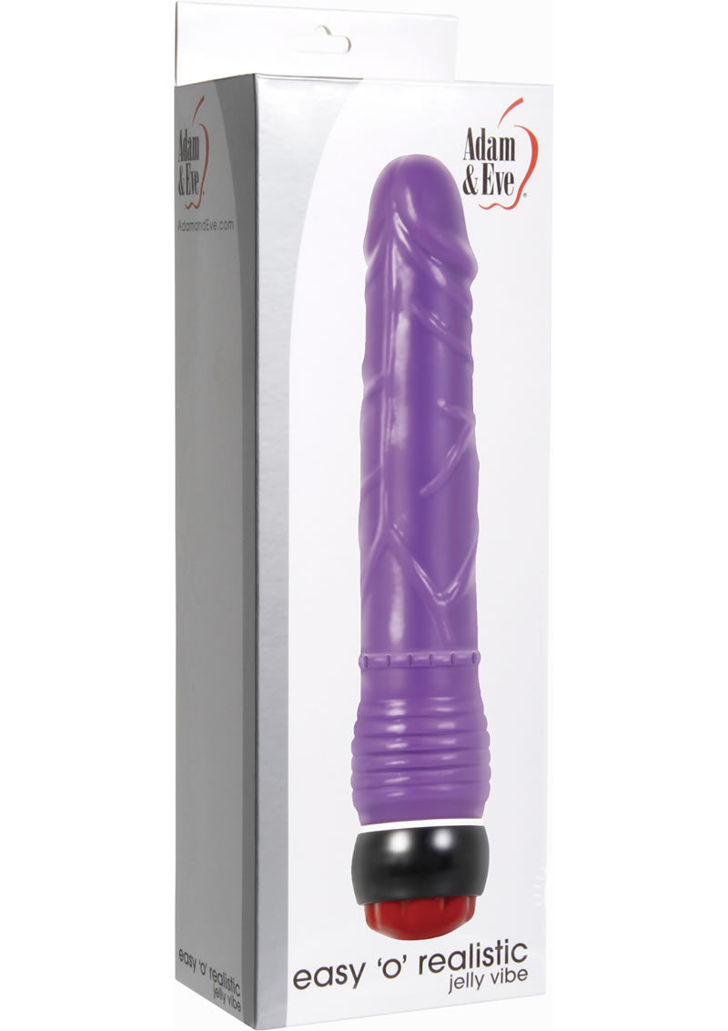 Adam and Eve Easy O Realistic Jelly Vibrator - Purple - 8.5in