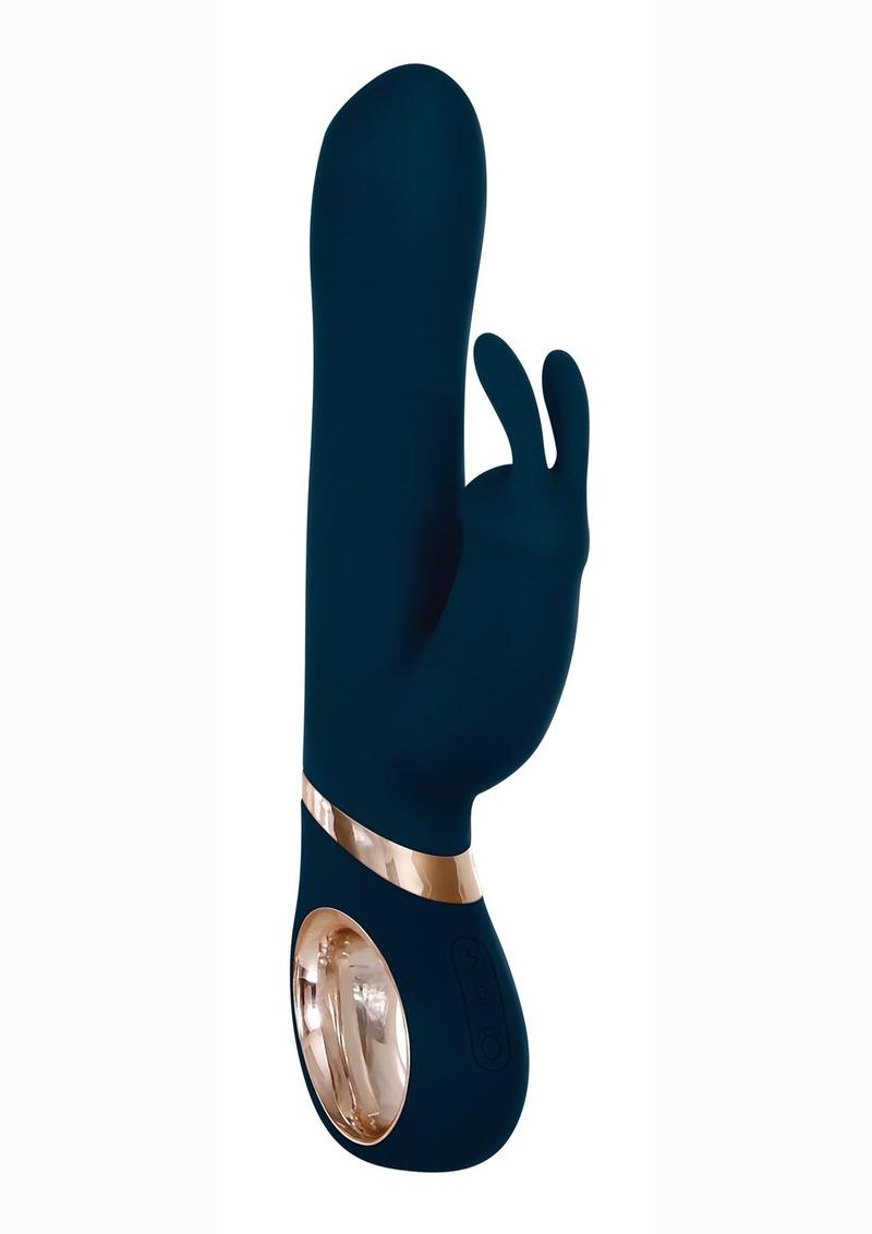 Adam and Eve - Eve's Twirling Silicone Rechargeable Rabbit Vibrator with Remote Control - Blue/Gold/Navy