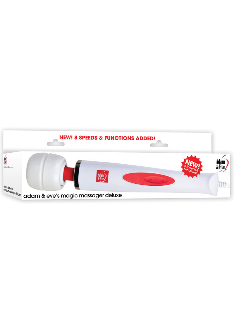 Adam and Eve 's Plug-In Magic Wand Massager Deluxe - Multicolor/Red/White