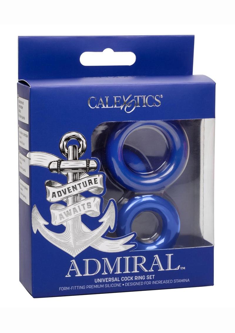 Admiral Universal Silicone Cock Ring - Blue - Set