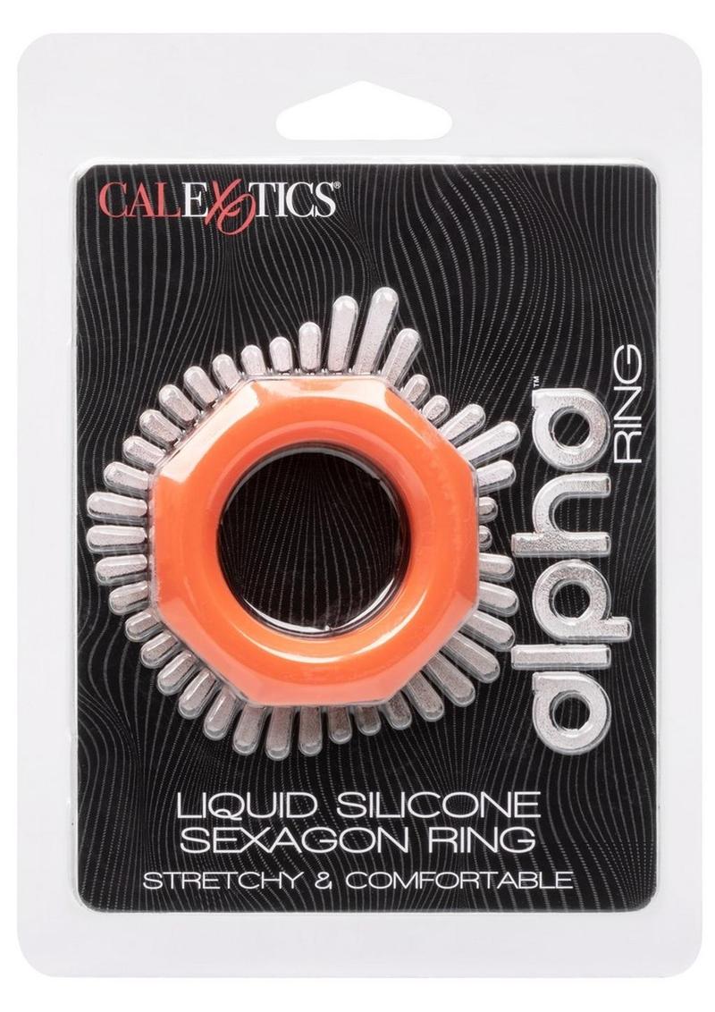 Alpha Liquid Silicone Sexagon Ring - Orange