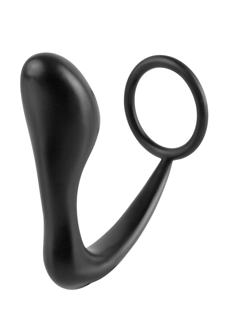 Anal Fantasy Collection Ass-Gasm Cock Ring Plug - Black - 4in