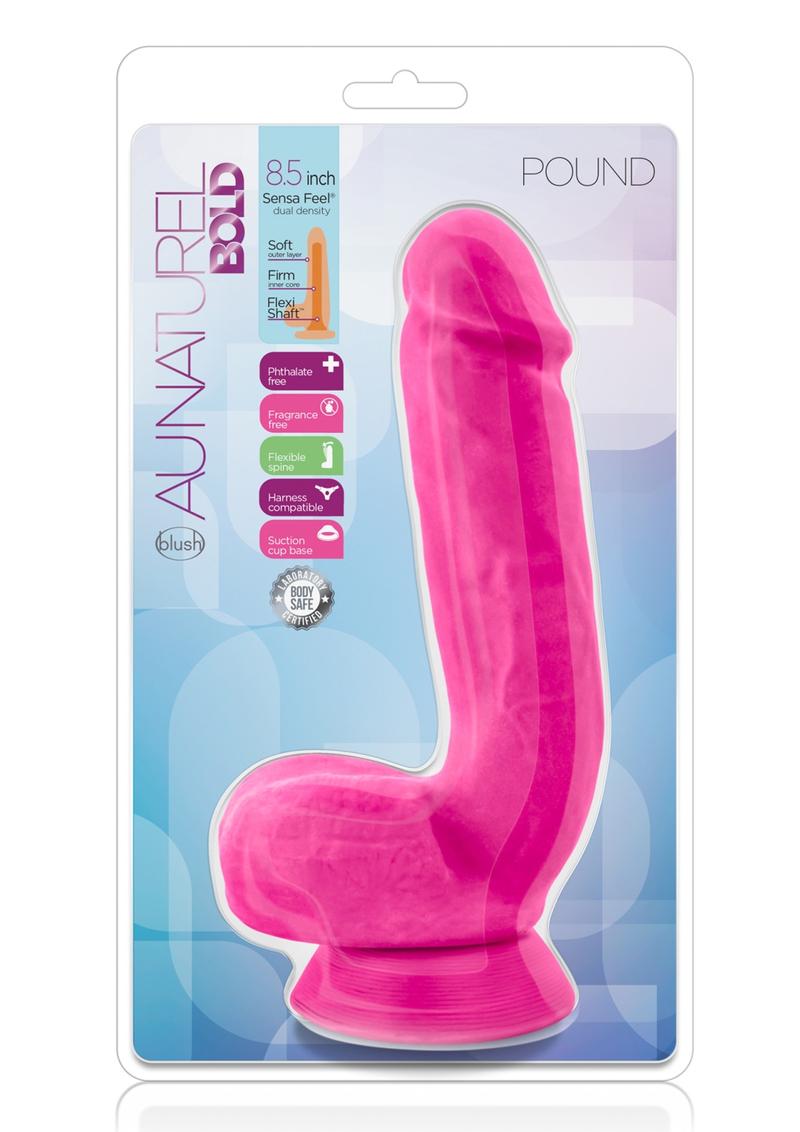 Au Naturel Bold Pound Dildo with Suction Cup - Pink - 8.5in