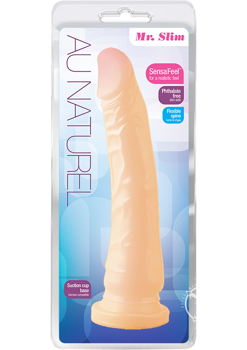 Au Naturel Mr. Slim Dildo - Flesh/Vanilla - 9.5in