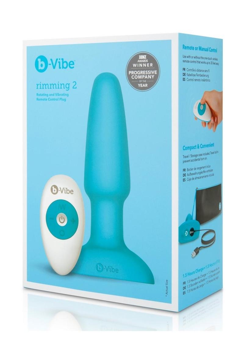 B-Vibe Rimming Plug 2 Rechargeable Silicone Anal Plug - Teal