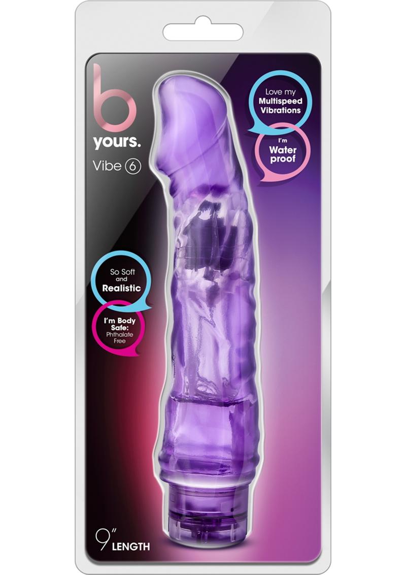 B Yours Vibe 6 Vibrating Dildo - Purple - 9in