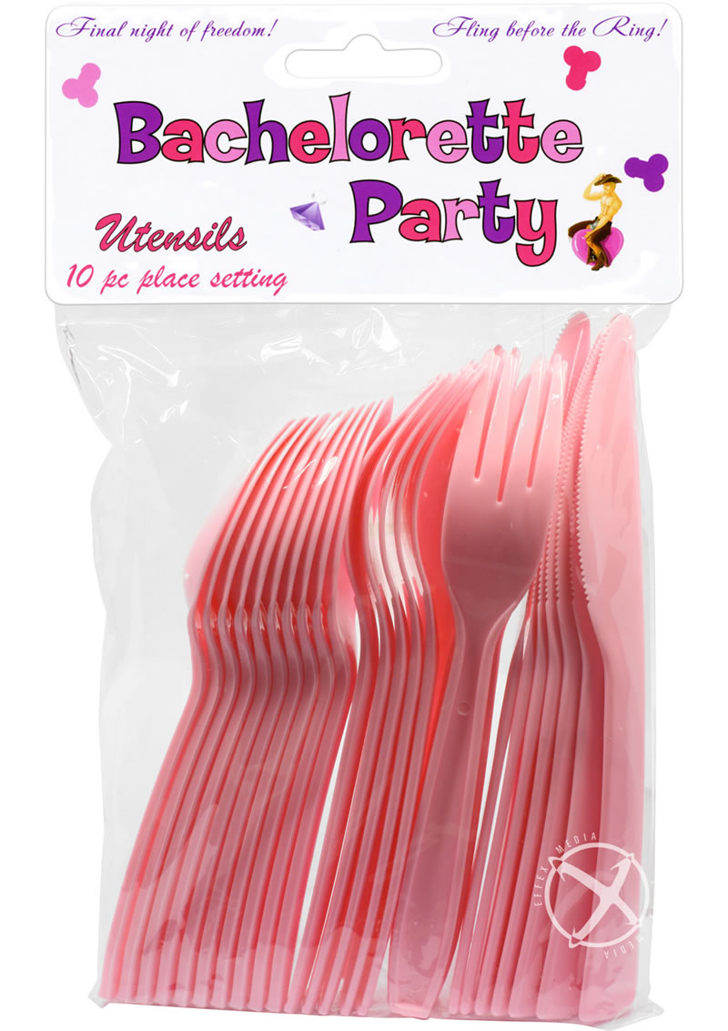 Bachelorette Party Utensils - Pink - 10 Per Pack