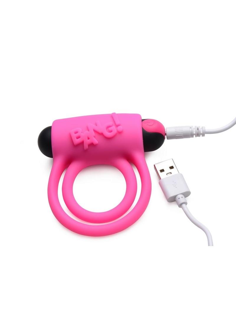 Bang! Silicone Rechargeable Cock Ring and Bullet with Remote Control