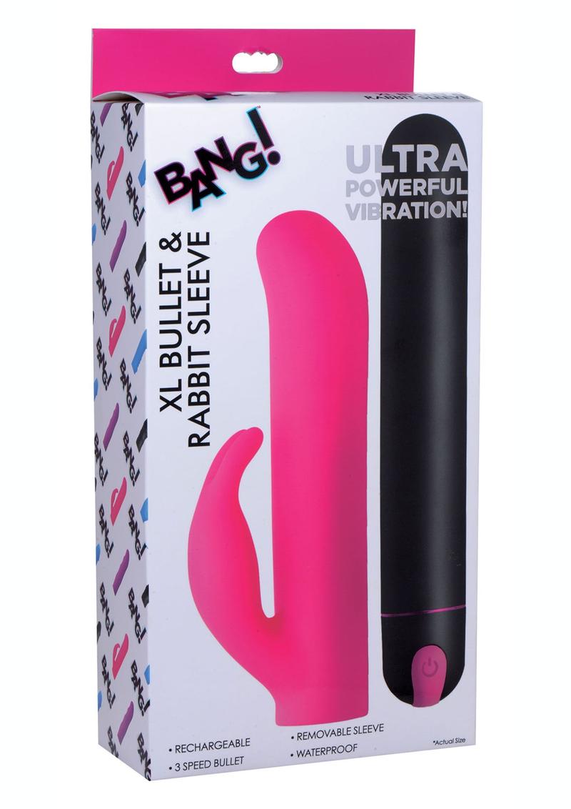 Bang! XL Bullet and Rabbit Silicone Sleeve - Pink - Set