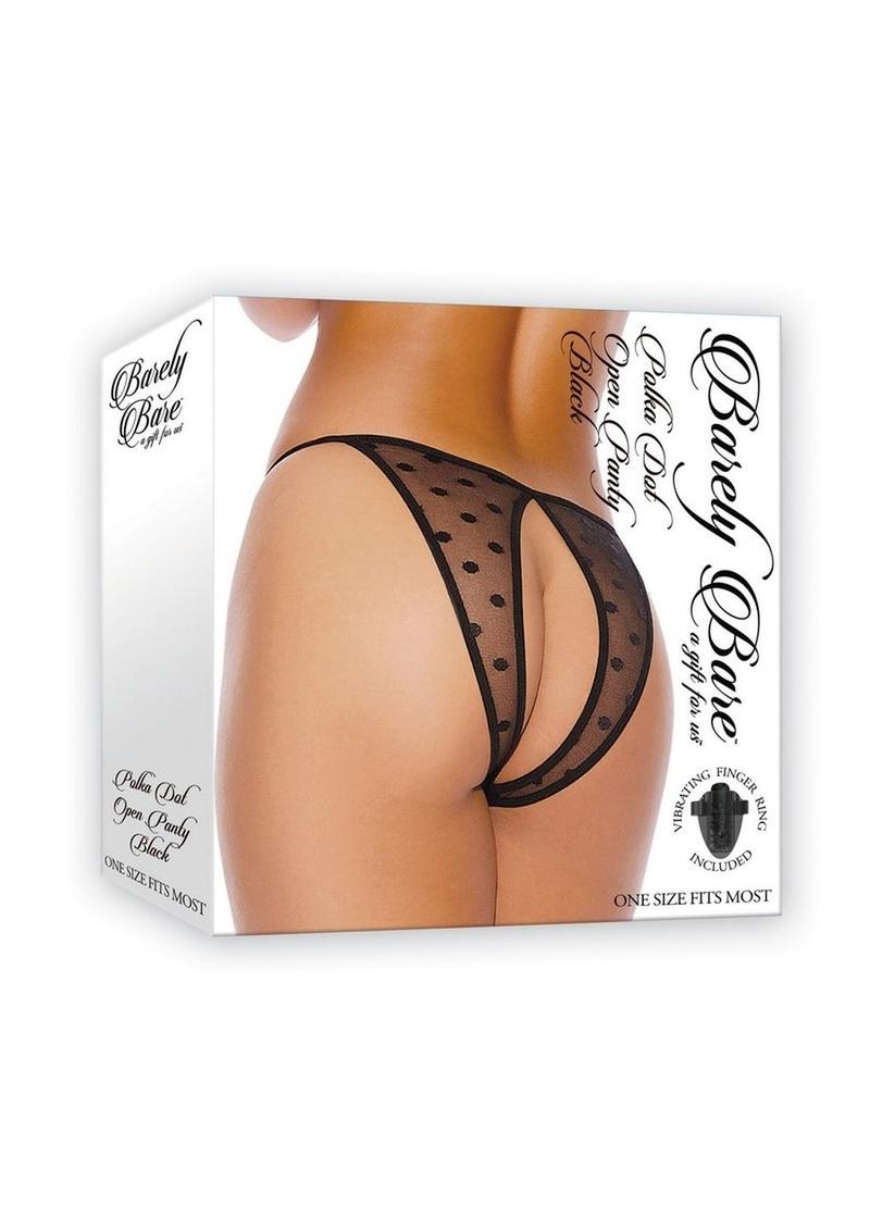 Barely Bare Polka Dot Open Panty - Black - One Size