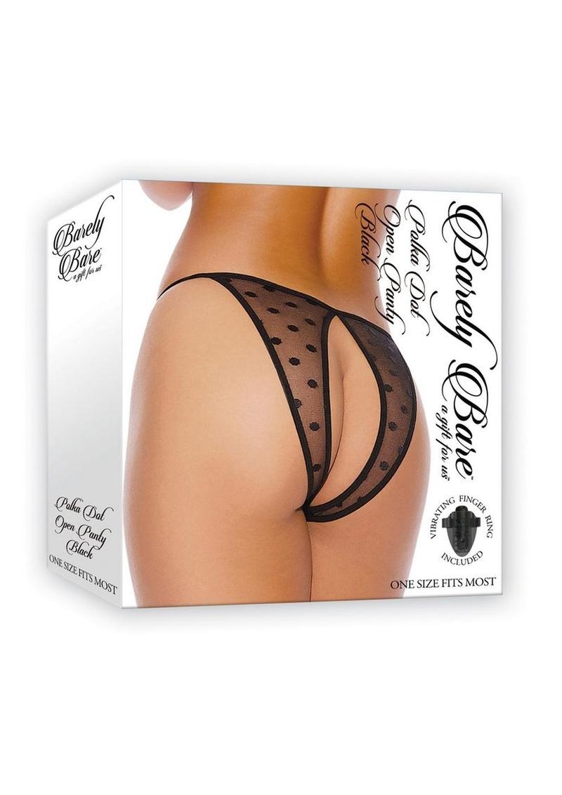 Barely Bare Polka Dot Open Panty - Black - One Size