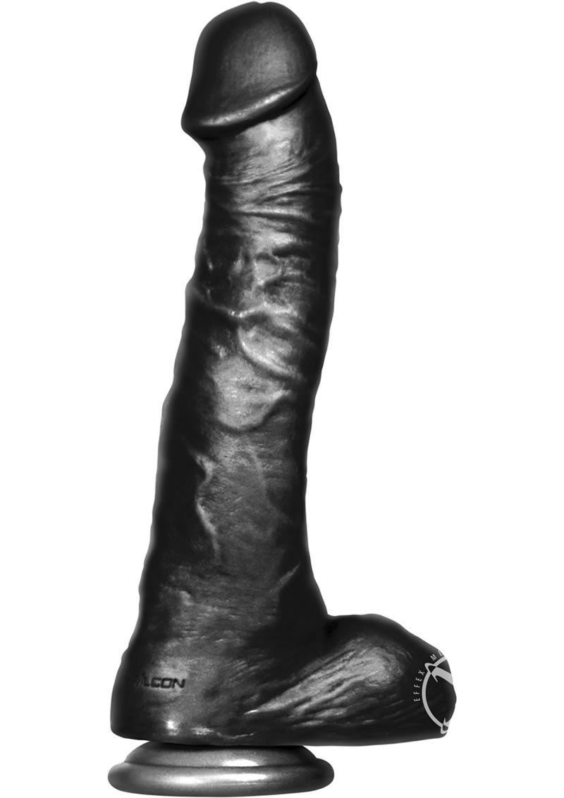 BBC Big Black Cock Twizted Dildo with Balls - Black - Large - 11.75in