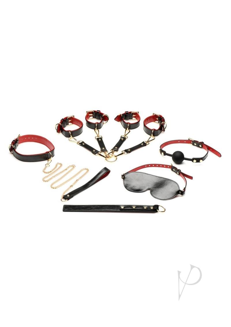 Bedroom Bliss Lover's Deluxe Bondage - Black/Red - Set