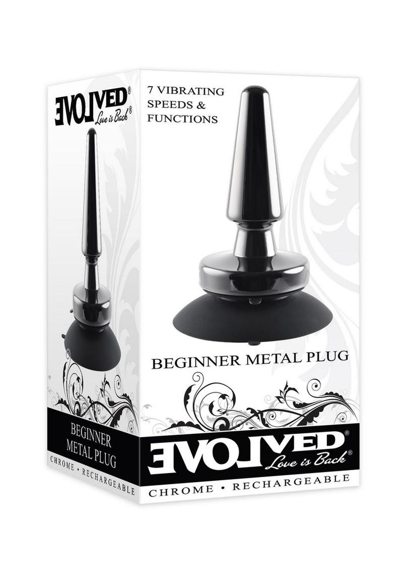 Beginner Metal Plug Rechargeable Vibrating Anal Plug - Black/Metal