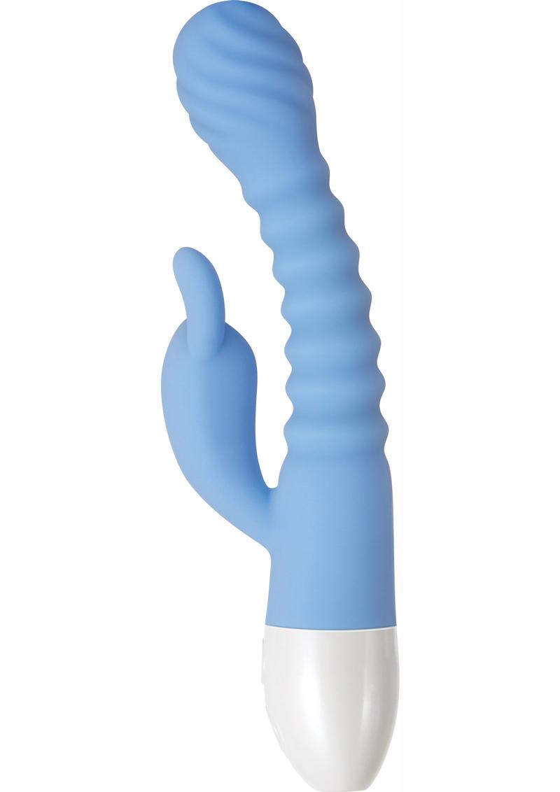 Bendy Bunny Rechargeable Silicone Dual Motor Rabbit Vibrator - Blue