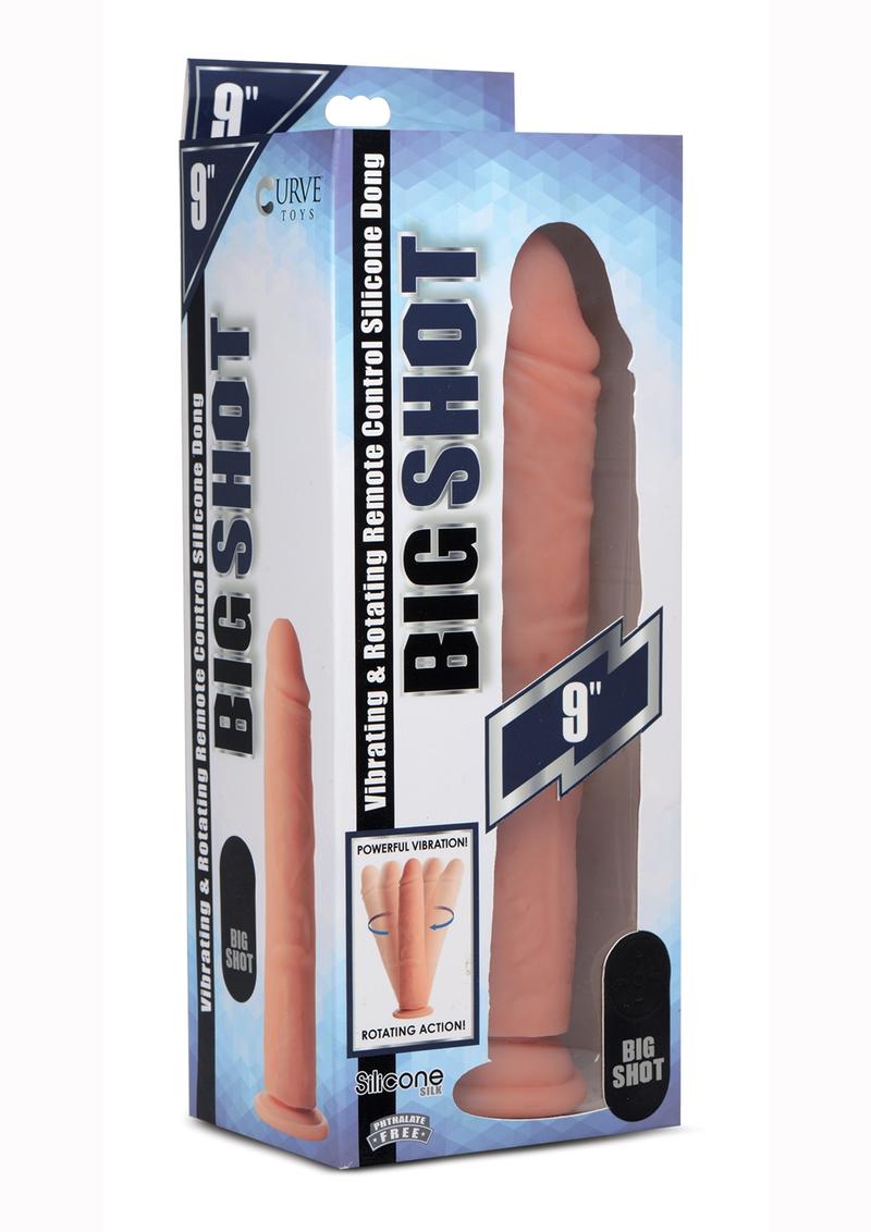 Big Shot Silicone Vibrating and Twirling Remote Control Rechargeable Dildo - Vanilla - 9in