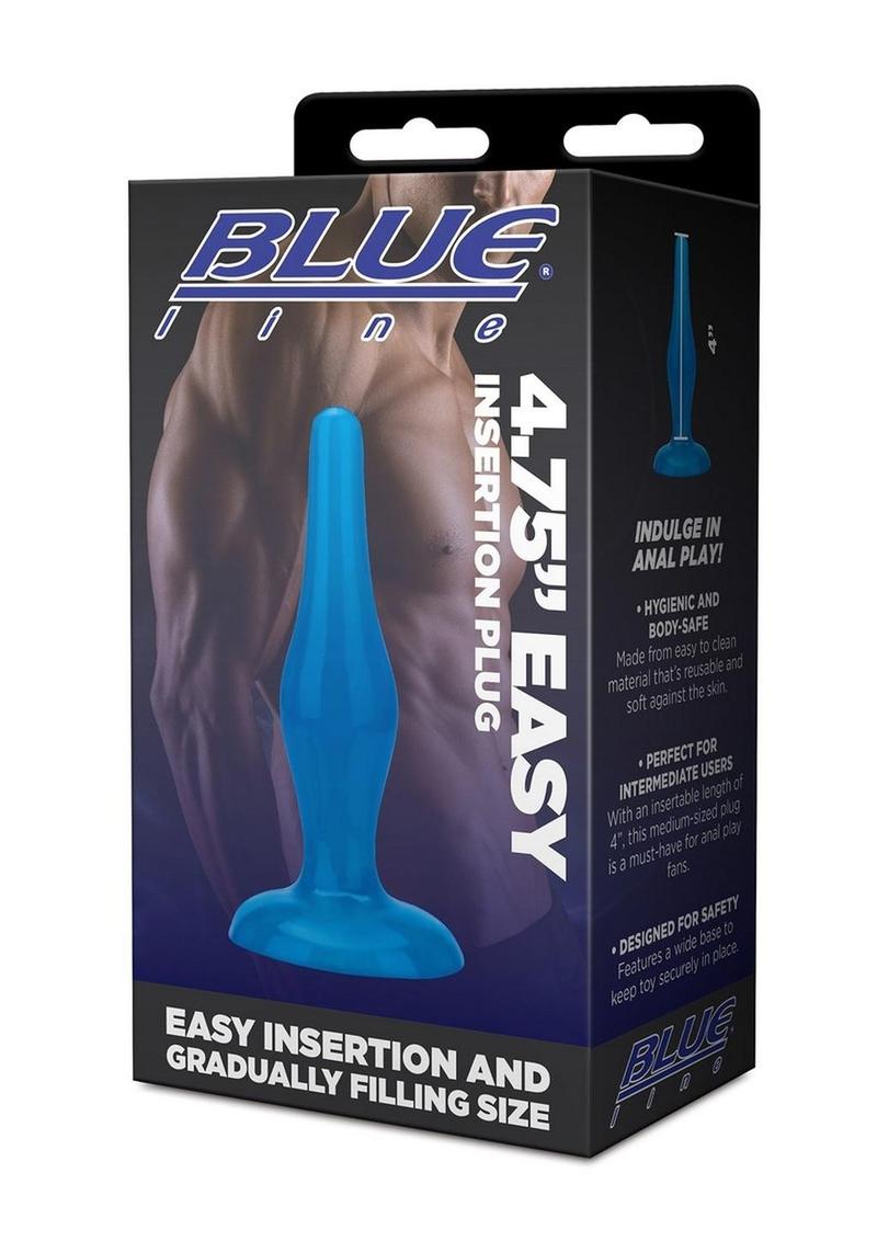 Blue Line Easy Insertion Anal Plug - Blue - 4.75in