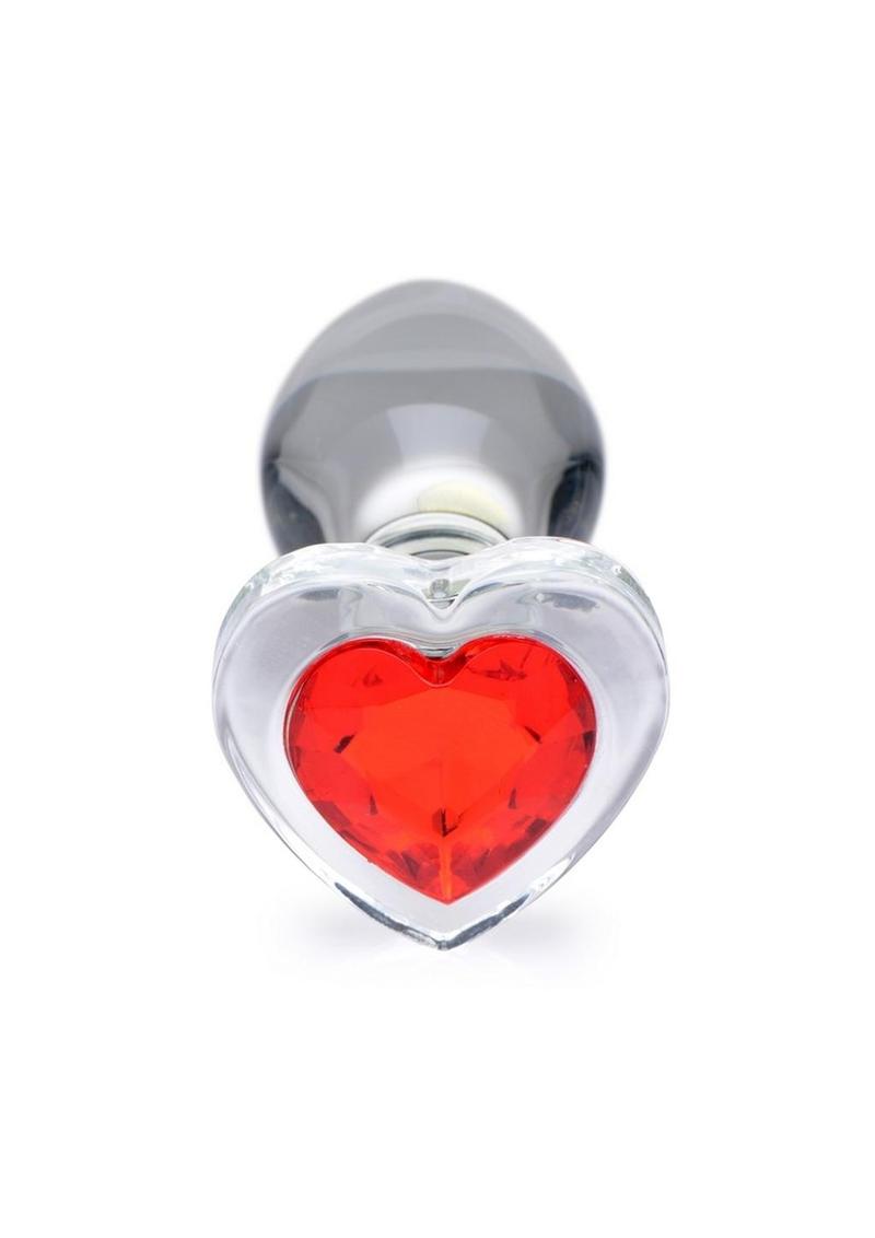 Booty Sparks Red Heart Glass Anal Plug