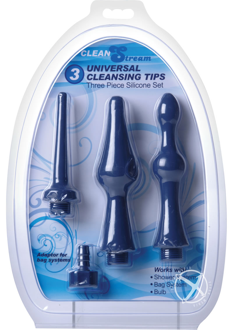 Cleanstream Universal 3 Piece Silicone Enema Attachment - Blue - Set