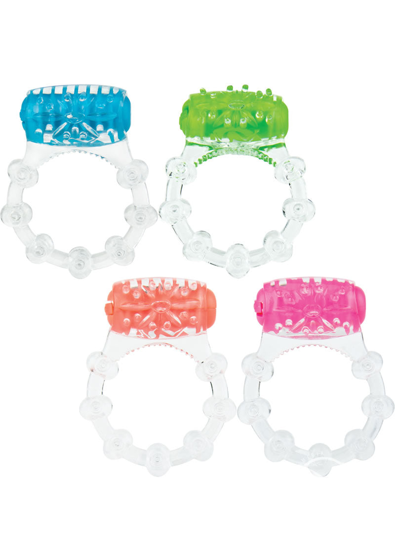 Color Pop Quickie Screaming O Vibrating Ring Silicone Cock Ring - Assorted Colors - 24 Each Per Display