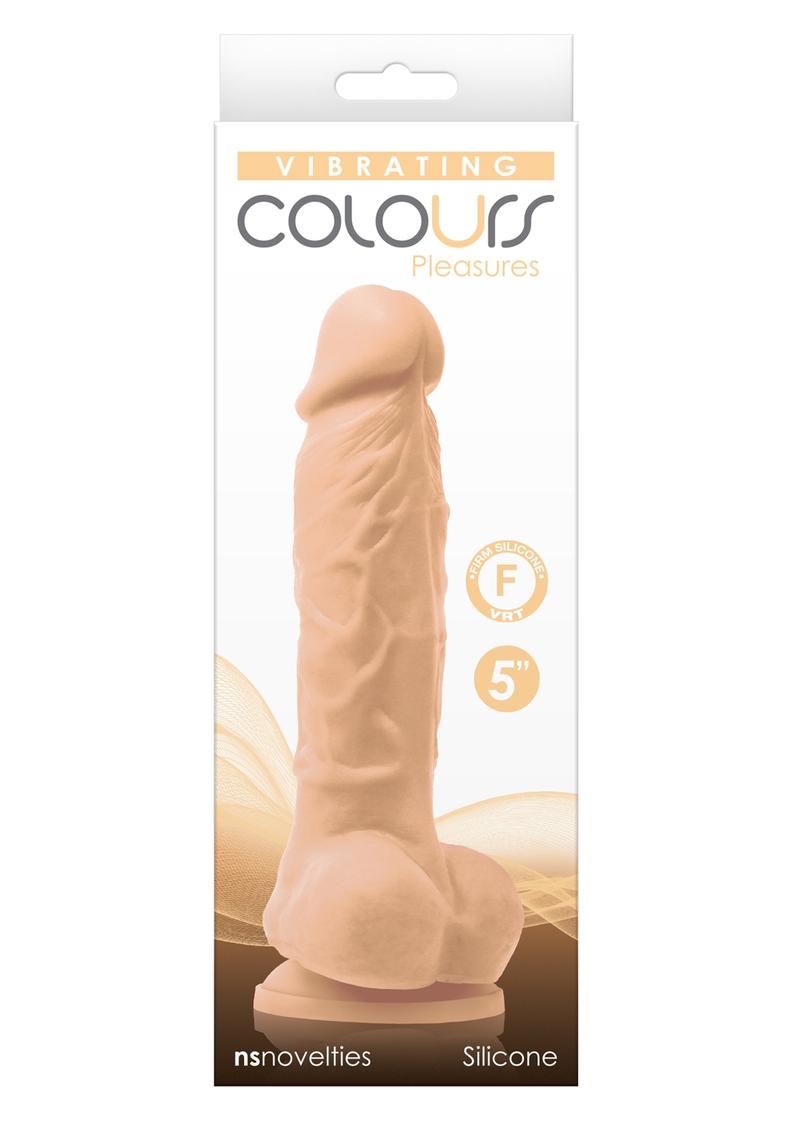 Colours Pleasures Silicone Vibrating Dildo with Balls - Vanilla - 5in