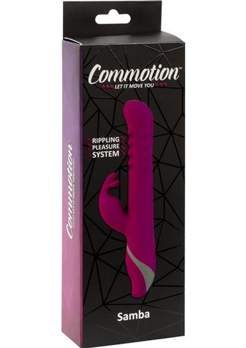 Commotion Samba Rechargeable Silicone Rabbit Vibrator - Pink/Raspberry