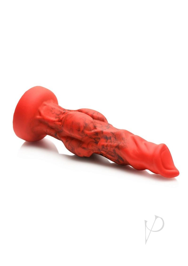 Creature Cocks Fire Hound Silicone Dildo - Black/Red - Small