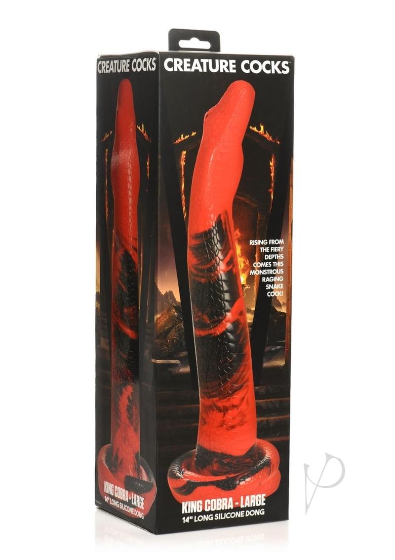 Creature Cocks King Cobra Long Silicone Dildo - Black/Red - Large - 14in