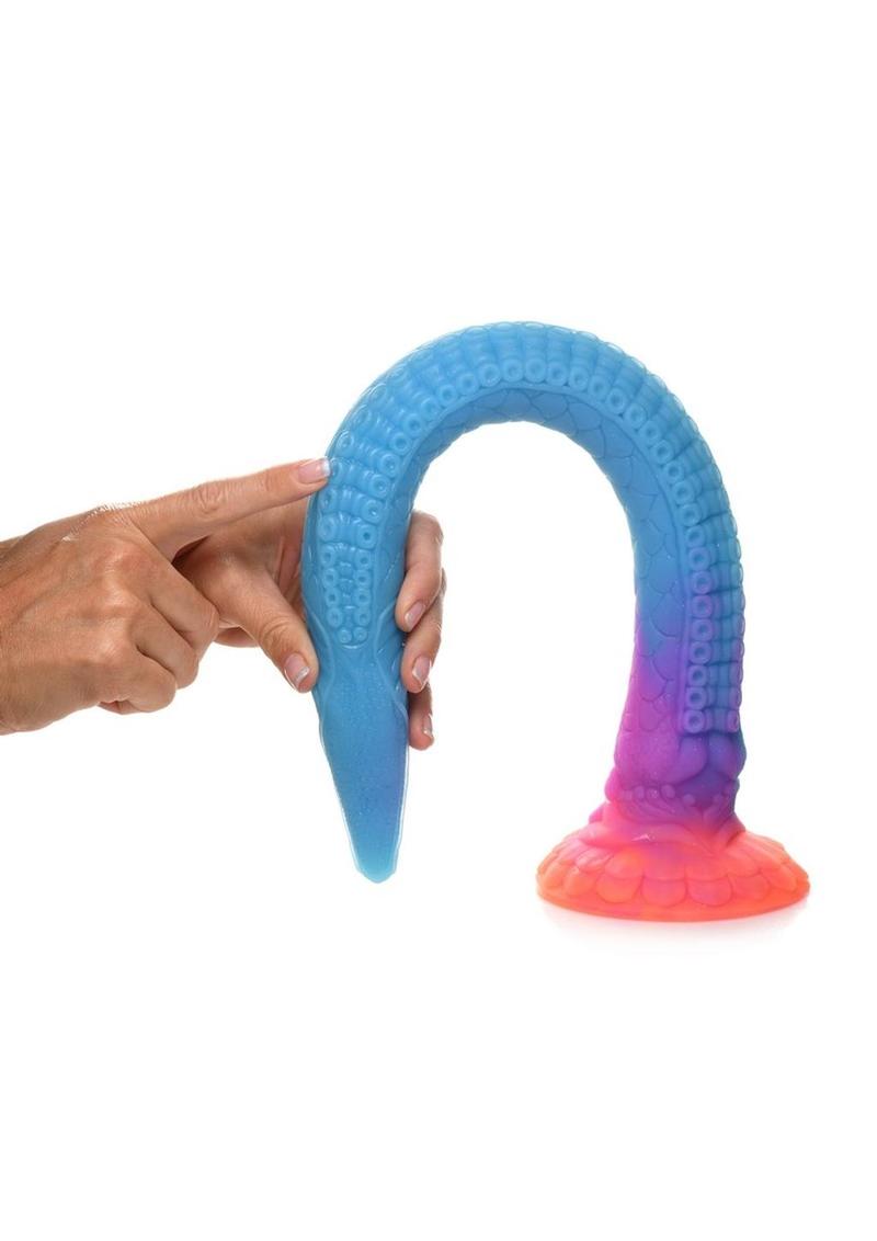 Creature Cocks Makara Glow In The Dark Silicone Snake Dildo - Orange/Purple/Blue Glitter