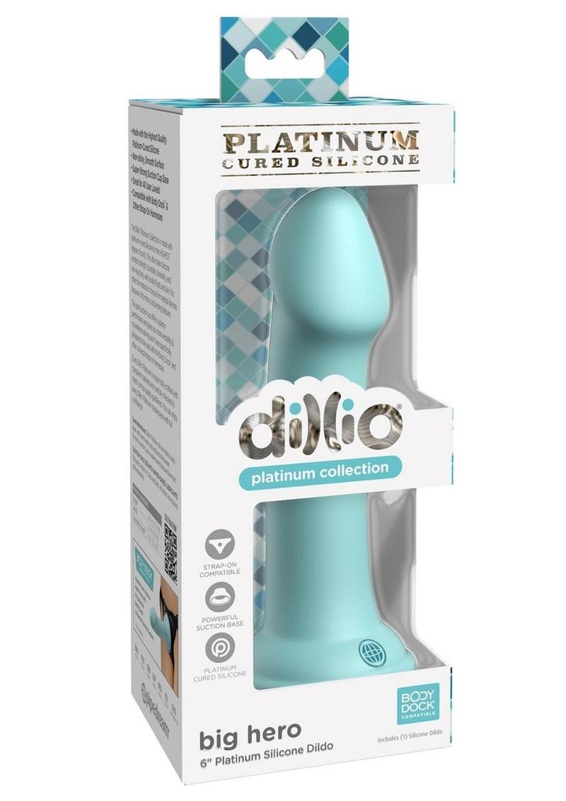 Dillio Platinum Big Hero Silicone Dildo - Teal - 6in