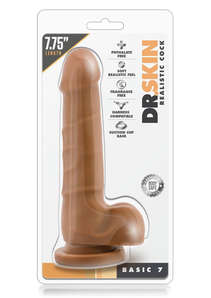 Dr. Skin Basic 7 Dildo with Balls - Caramel - 7.75in