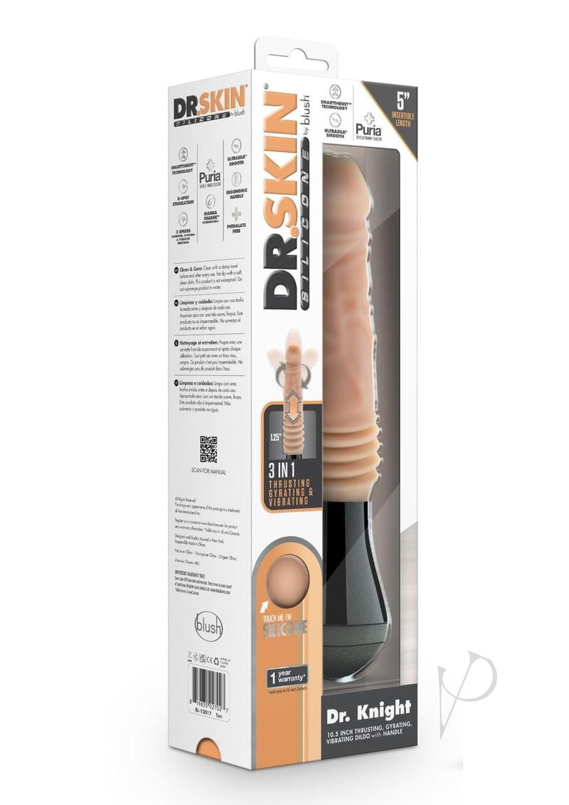 Dr. Skin Silicone Dr. Knight Rechargeable Thrusting Gyrating Vibrating Dildo - Vanilla - 10.5in