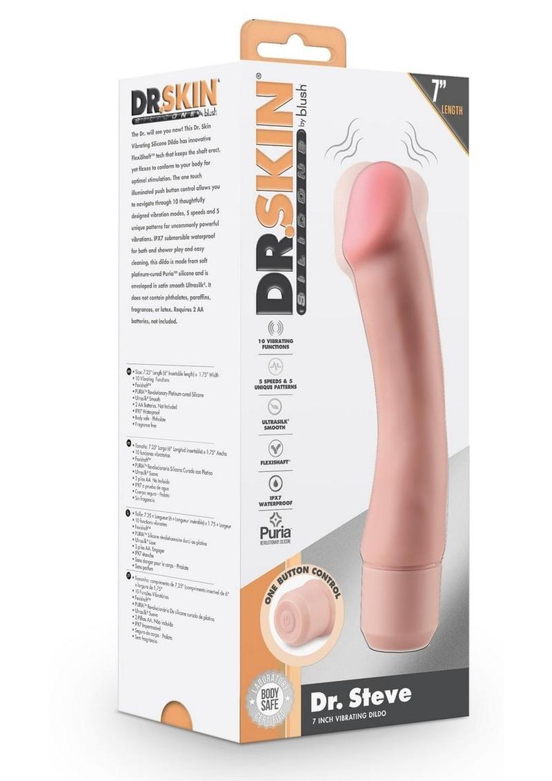 Dr. Skin Silicone Dr. Steve Vibrating Dildo - Vanilla - 7in