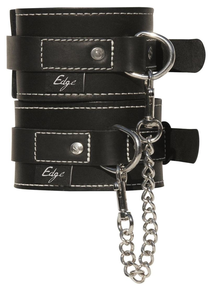 Edge Leather Adjustable Ankle Restraints - Black