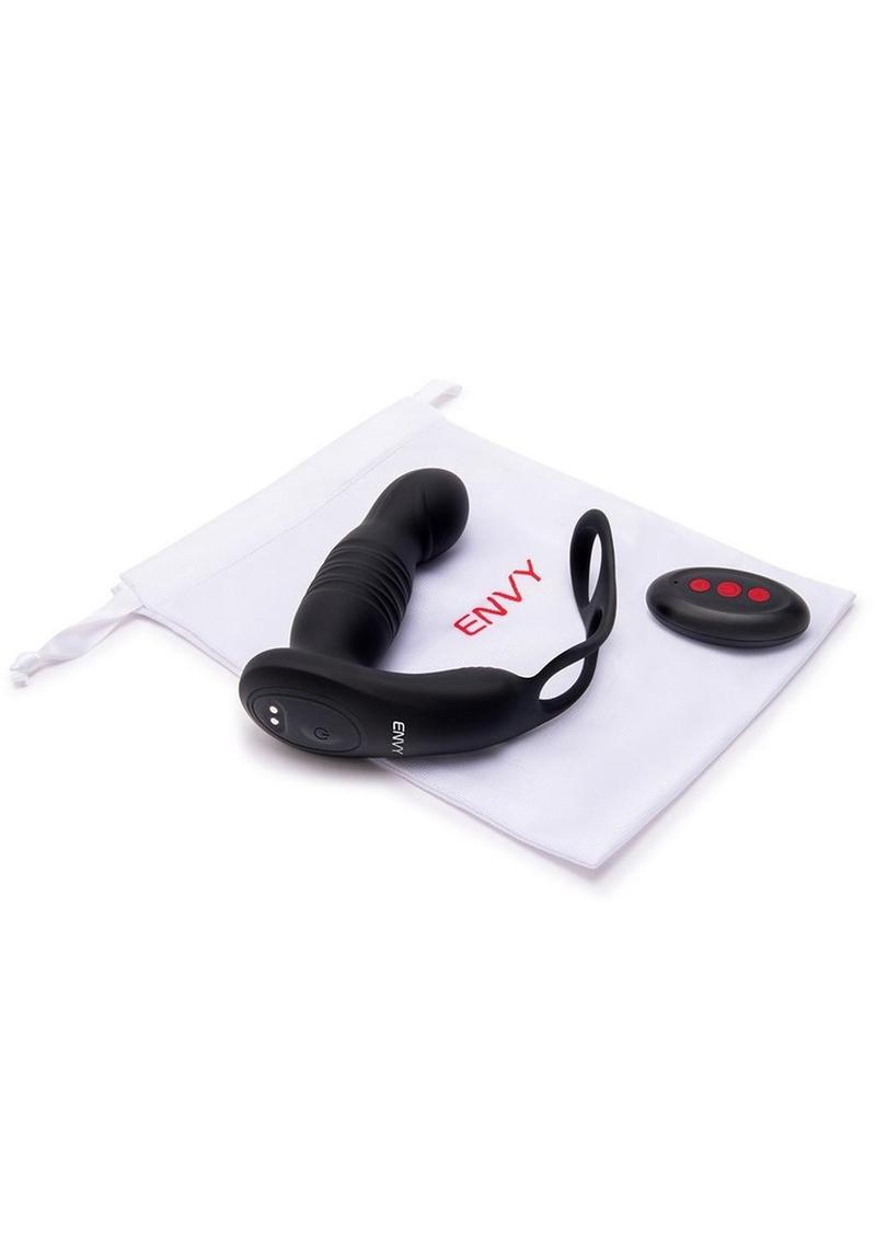 Envy Toys Remote Controlled Thruster Rechargeable Silicone P-Spot Vibrator and Dual Stamina Ring