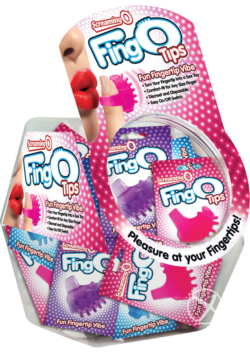 Fing O Tips Silicone Finger Massagers - Assorted Colors - 36 Each Per Bowl