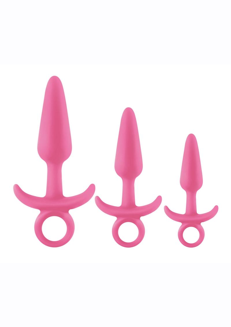 Firefly Prince Trainer Kit Silicone Butt Plugs - Glow In The Dark/Pink