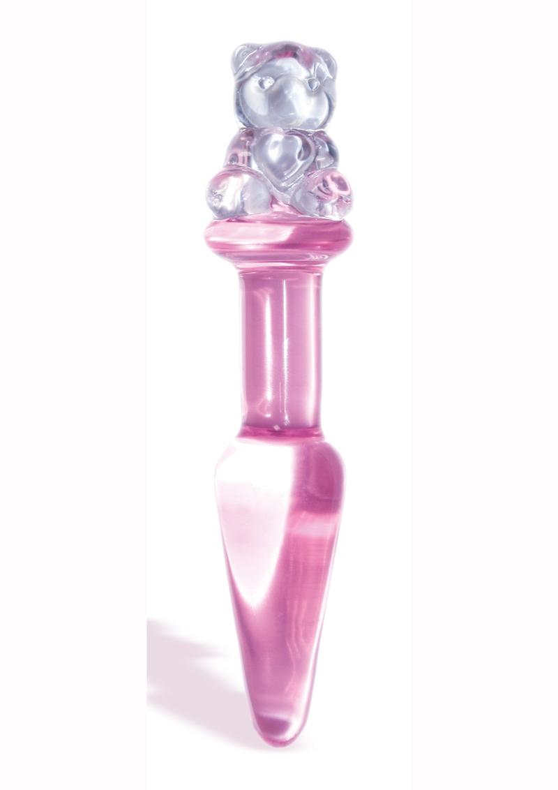 First Glass Teddy Love Glass Butt Plug - Pink