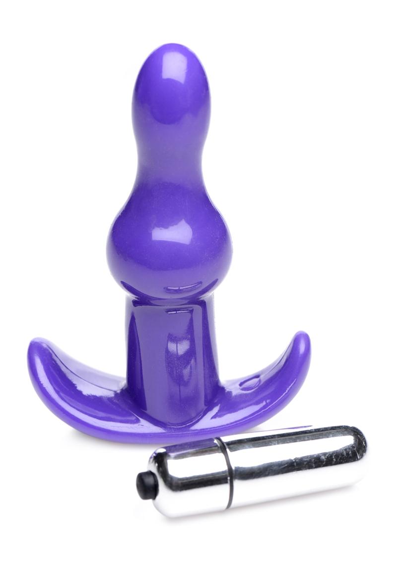 Frisky Rolling Purple Bumpy Vibrating Anal Plug - Purple