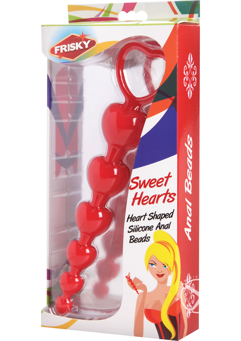 Frisky Sweet Heart Silicone Anal Beads - Red