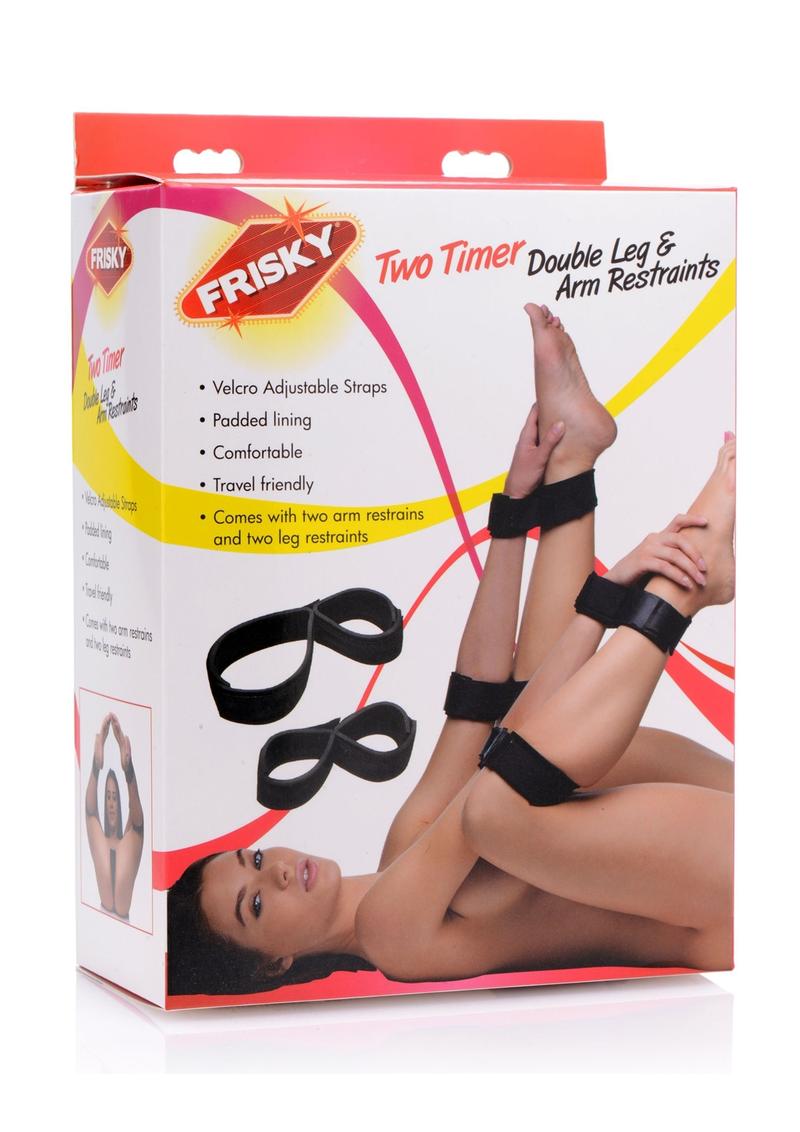 Frisky Two Timer Double Leg and Arm Restraints - Black