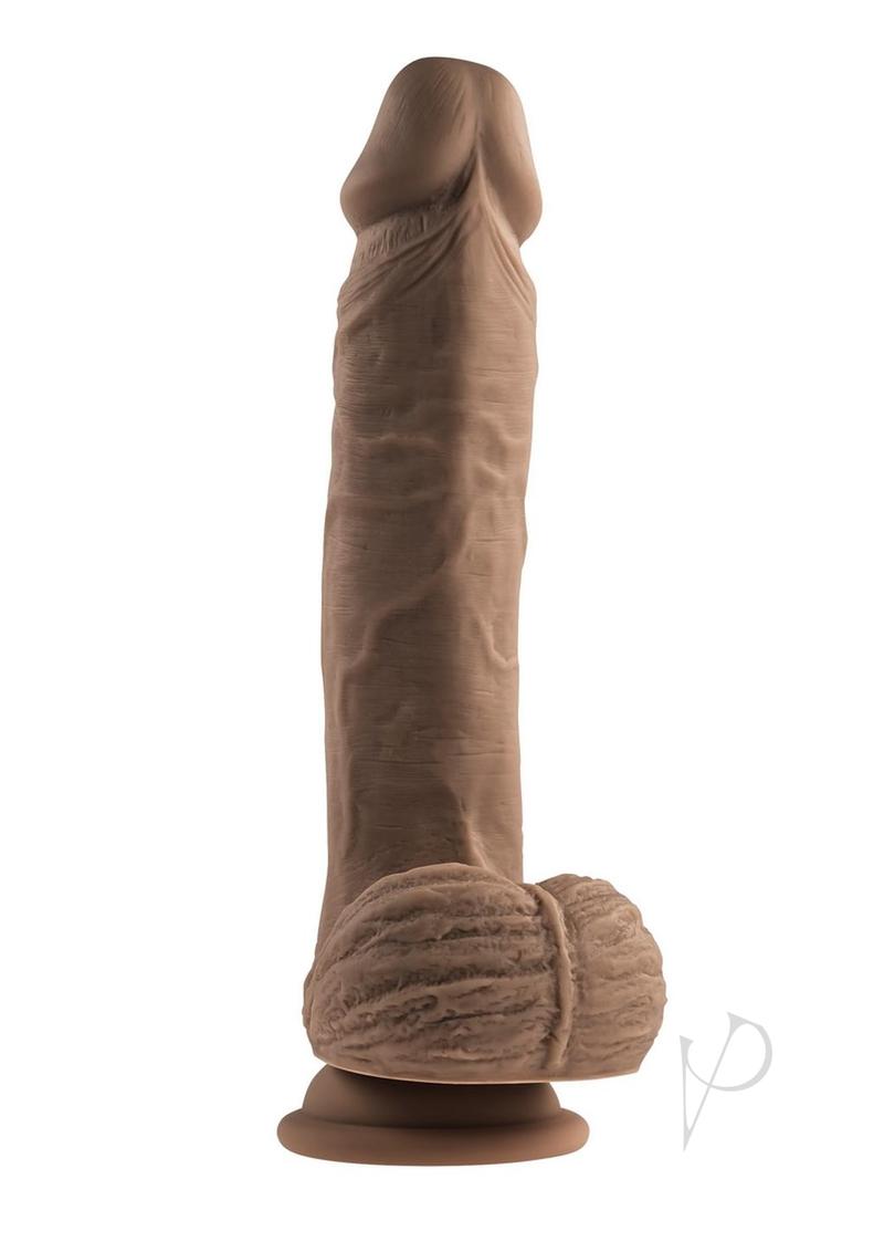 Full Monty Silicone Rechargeable Realistic Dildo with Remote - Chocolate - 9in