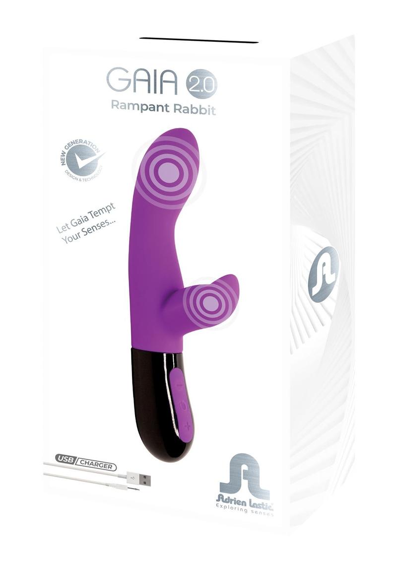 Gaia 2.0 Rechargeable Silicone Double Stimulator - Black/Purple