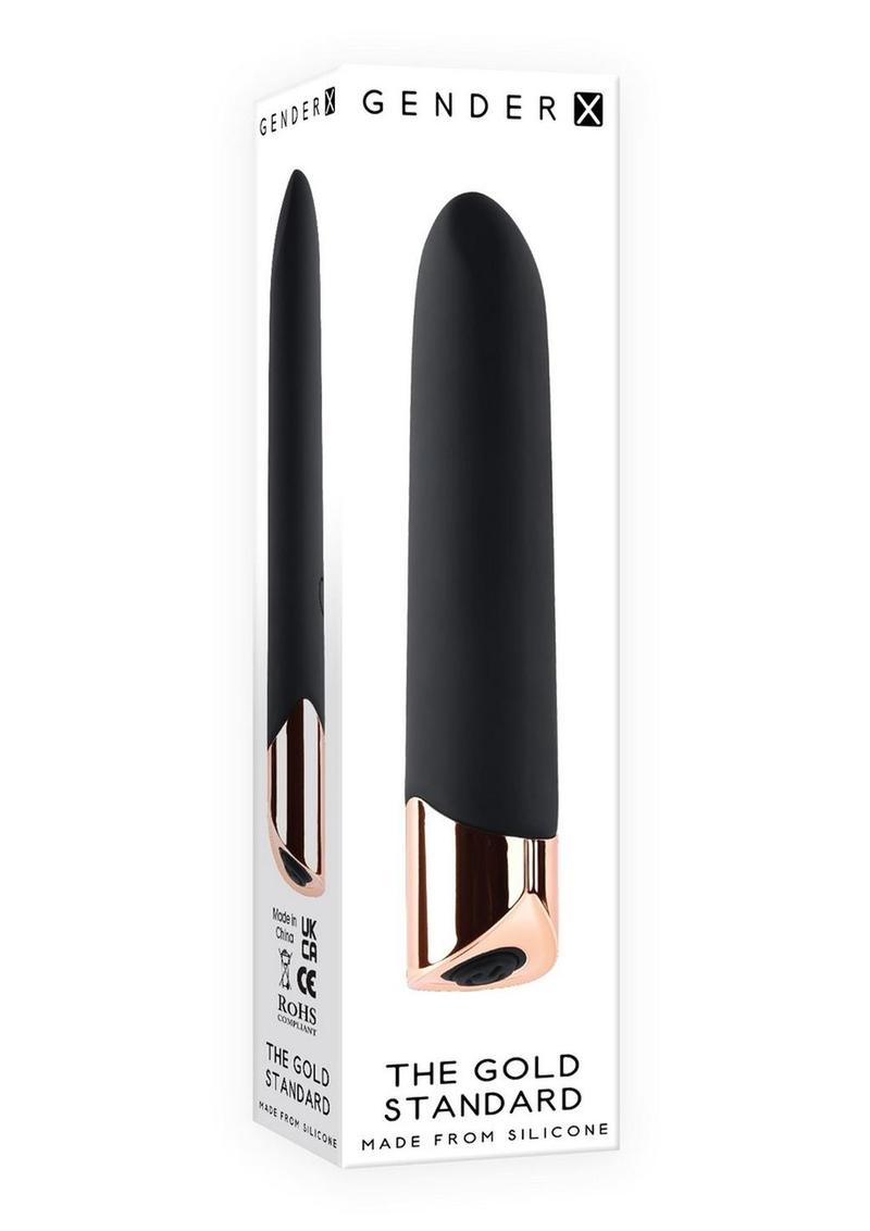 Gender X Gold Standard Rechargeable Silicone Bullet - Black/Rose Gold