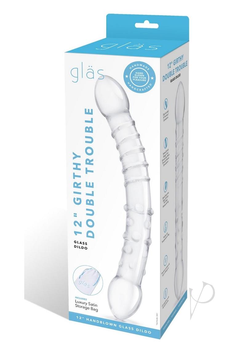 Glas Girthy Double Trouble Glass Dildo - Clear - 12in