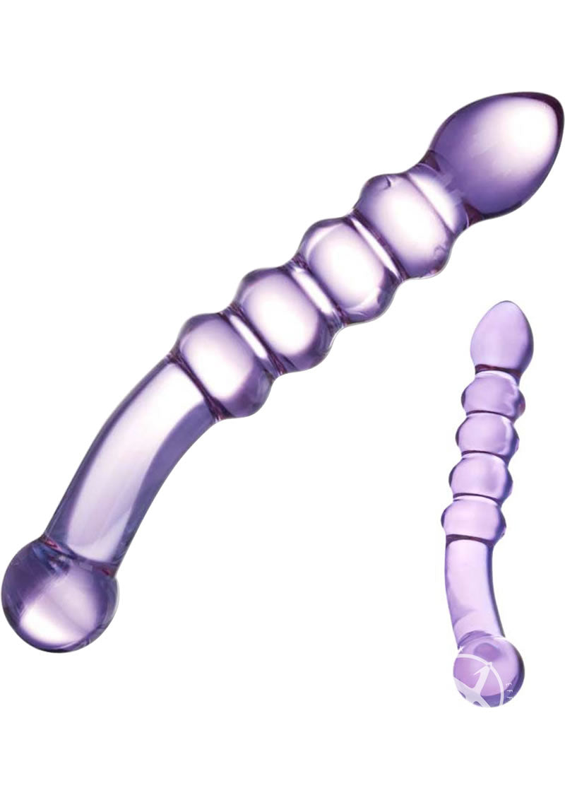 Glas Purple Rain Ribbed Dildo - Purple