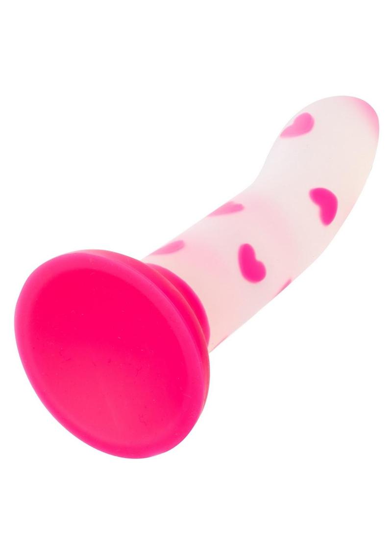 Glow Stick Heart Silicone Glow In The Dark Dildo with Suction Base